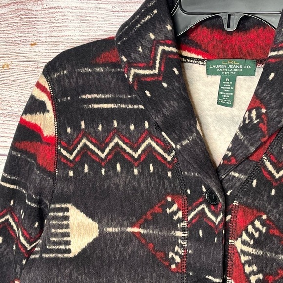 Lauren Ralph Lauren Aztec Tribal Cozy Cardigan Button Down Sweater Large - Picture 8 of 12